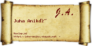 Juha Anikó névjegykártya